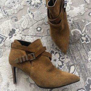 YSL Yves Saint Laurent Brown Pointed Ankle Boots